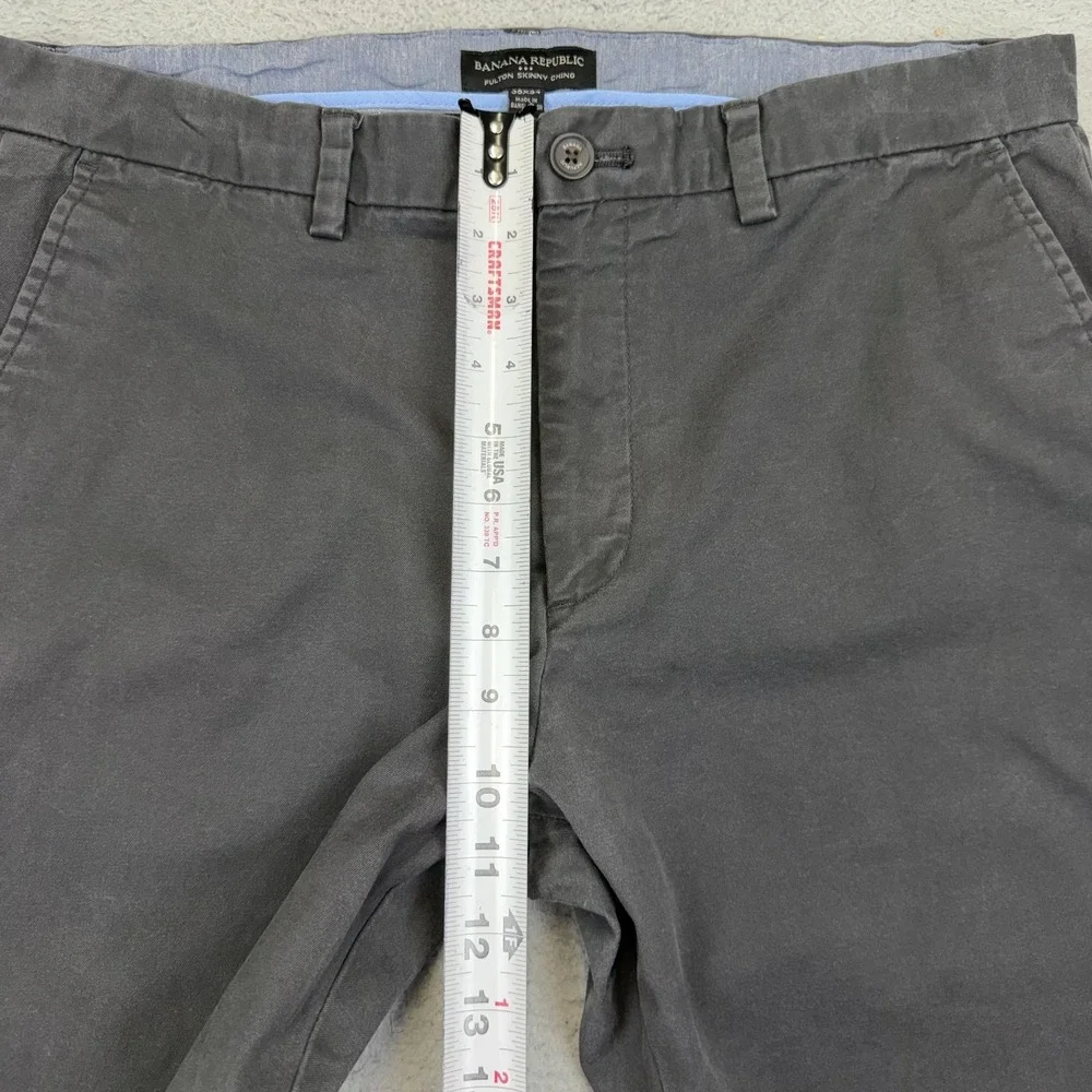 Banana Republic Pants Mens 35x34 Gray Fulton Skinny Chino Slim Stretch **35x32**
